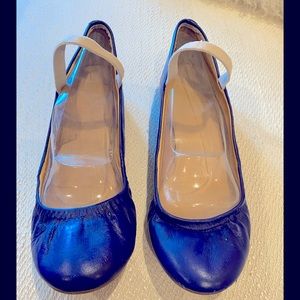 J crew blue leather ballet flats